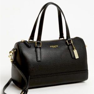 Coach Saffiano Mini Satchel in Leather Black